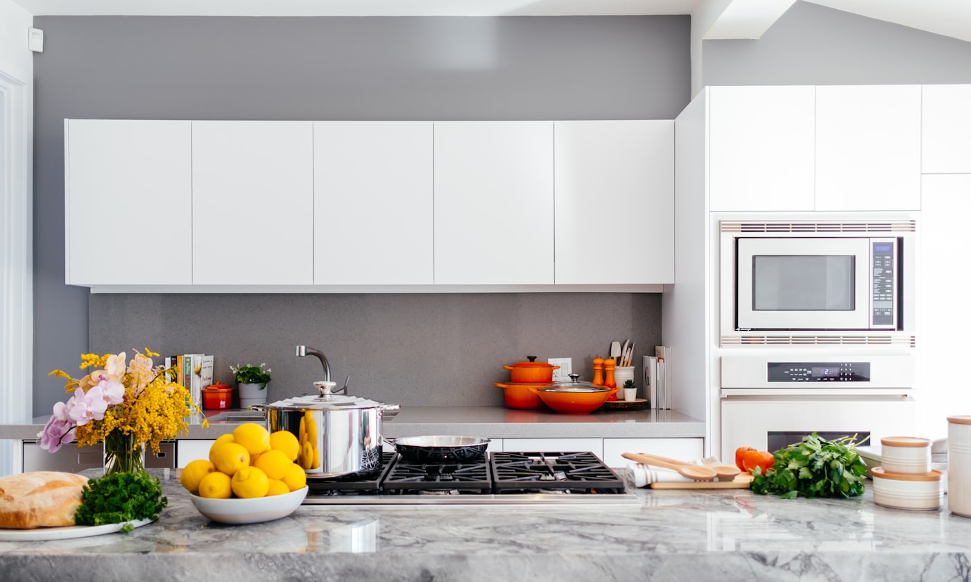 Bright modern kitchen with a stainless sink